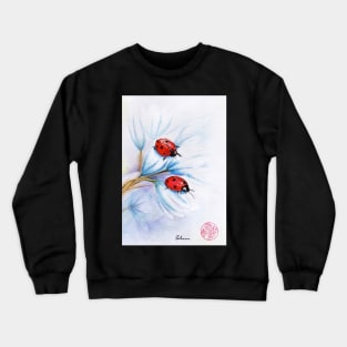"companions"  ladybugs mixed media painting - watercolor, ink, colored pencil Crewneck Sweatshirt